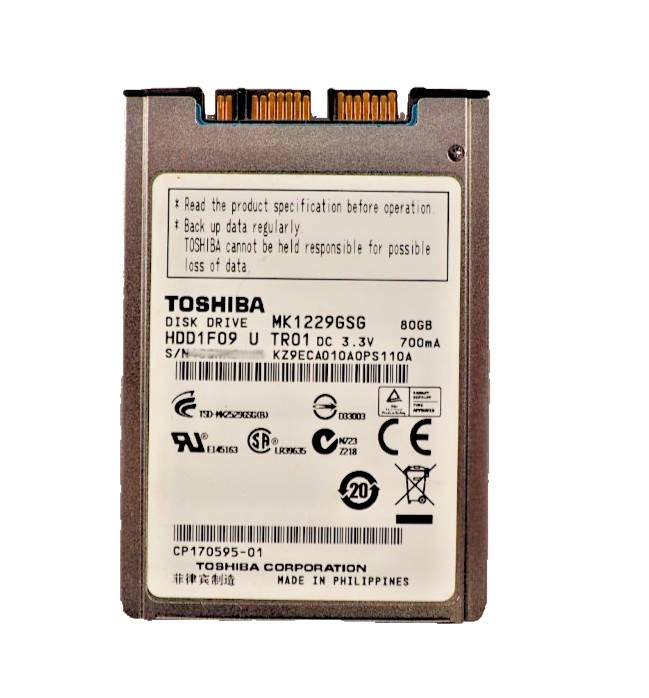 Toshiba MK1229GSG 80GB HDD1F09 5400RPM 1.8" Hard Drive HDD IBM 300x DELL XT1
