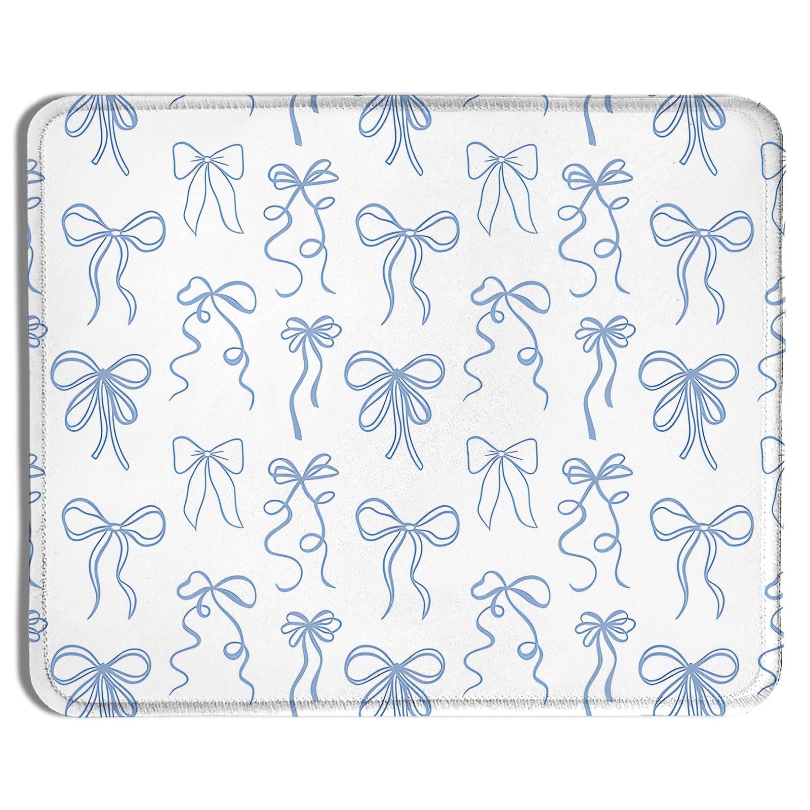 Coquette Blue Bow Pad, Preppy Girly Blue Aesthetic Mousepads for Wireless Com...