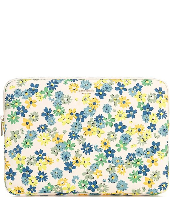 NWT $120 KATE SPADE Spencer Floral Medley Laptop Sleeve parchment multi chalk 