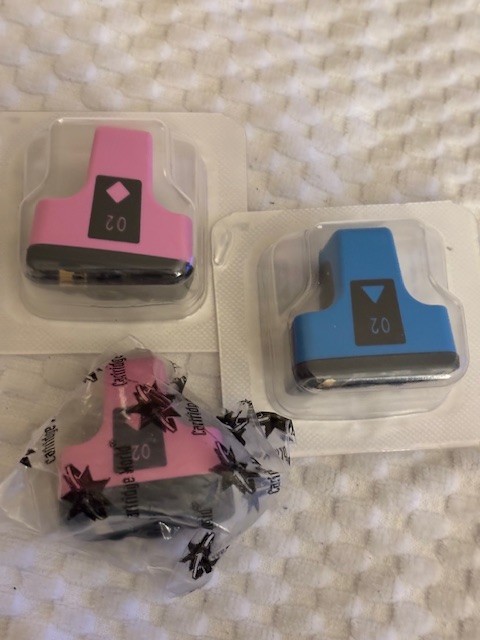 New OpenBox HP 02 Light Magenta / Cyan Ink Cartridges C8774W C8771W Lot of 3