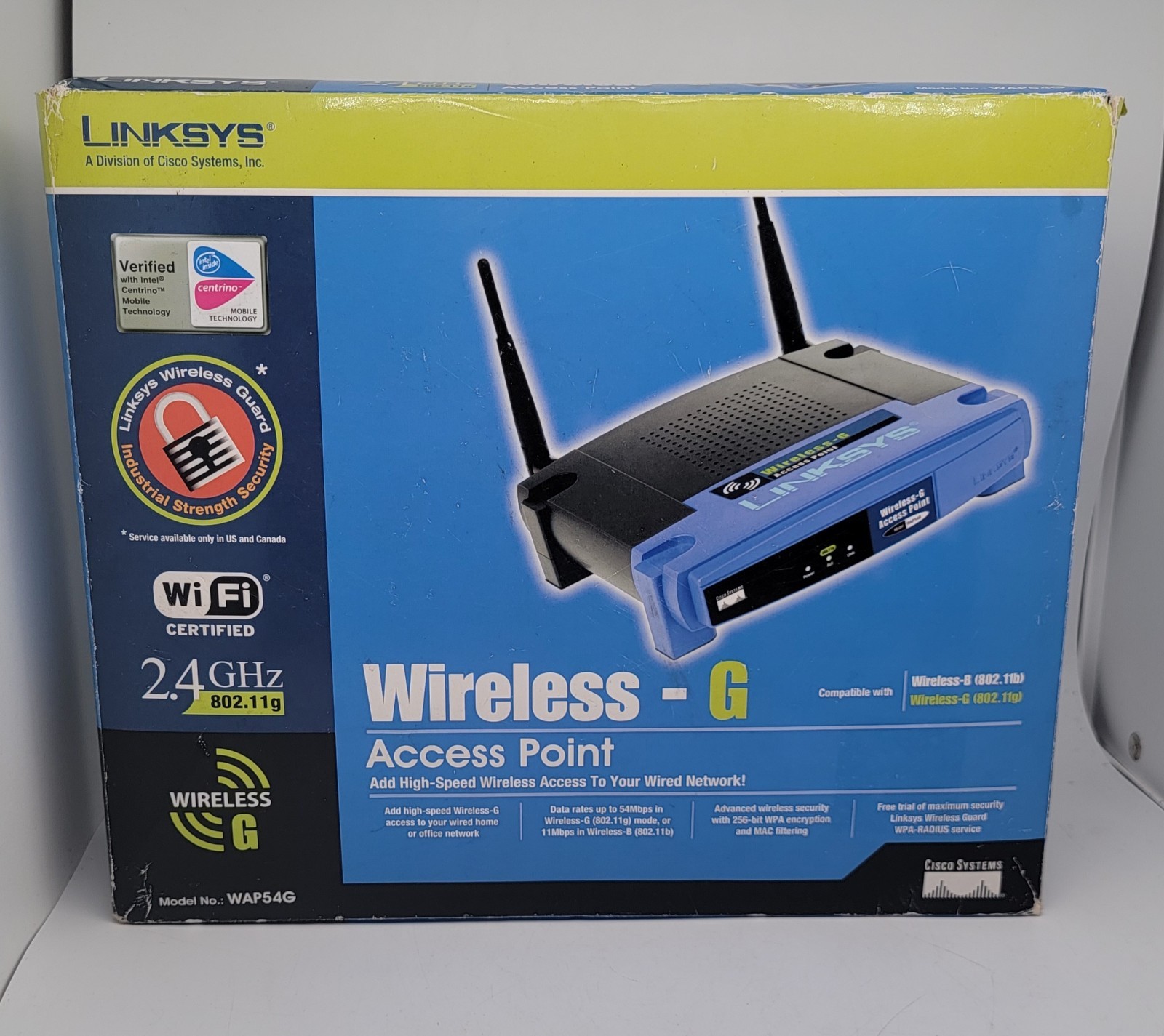 Linksys Wireless-G Wi-Fi Access Point WAP54G 2.4GHz 802.11g 54Mbps Read