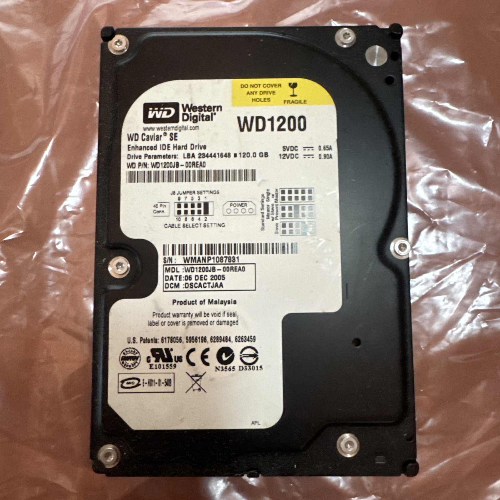 Western Digital WD1200JB-00REA0 Internal IDE Hard Disk Drive 120GB - Healthy