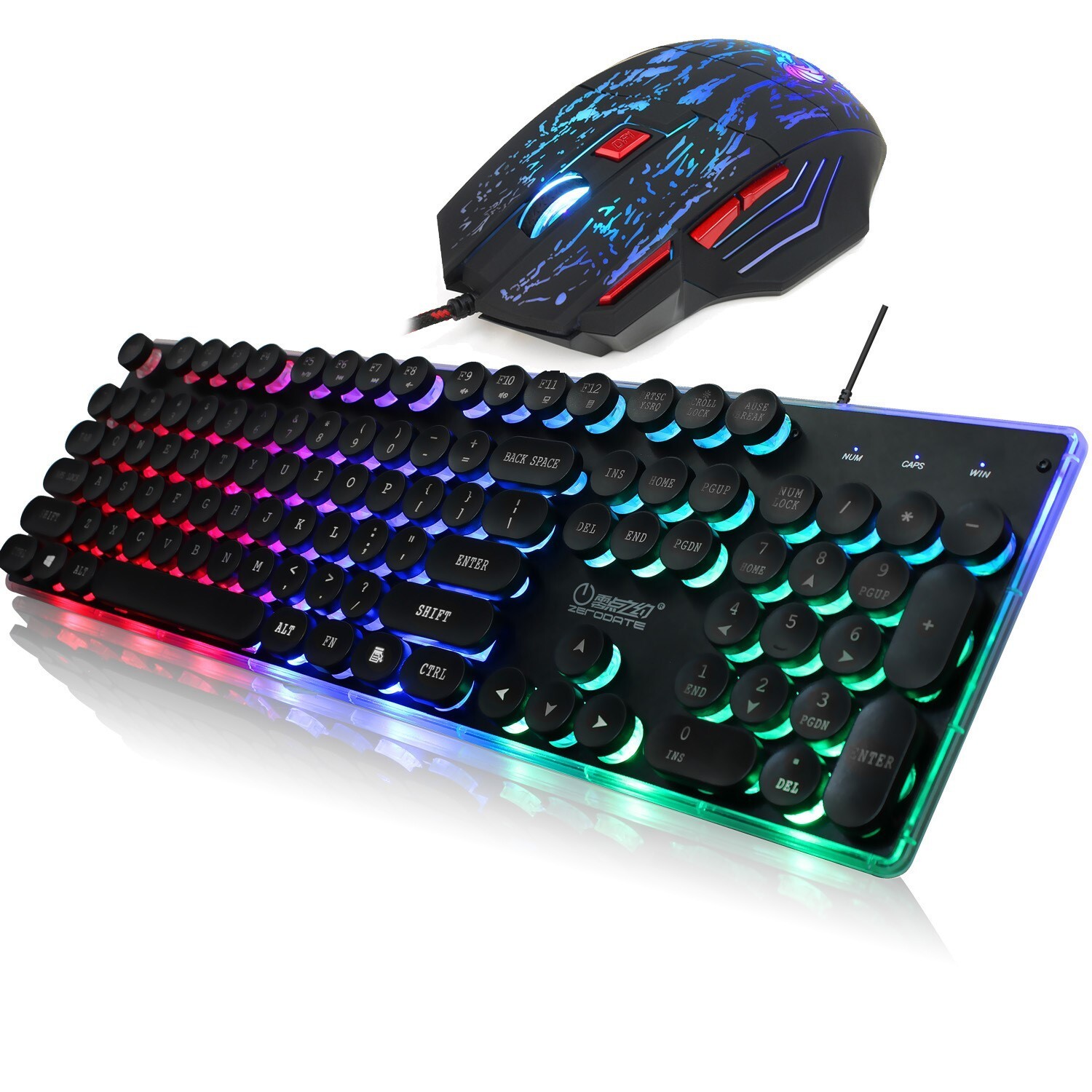 X2 Desktop Computer Keypad Gaming Keyboard LED & PC Game Color USB Mouse Bundle