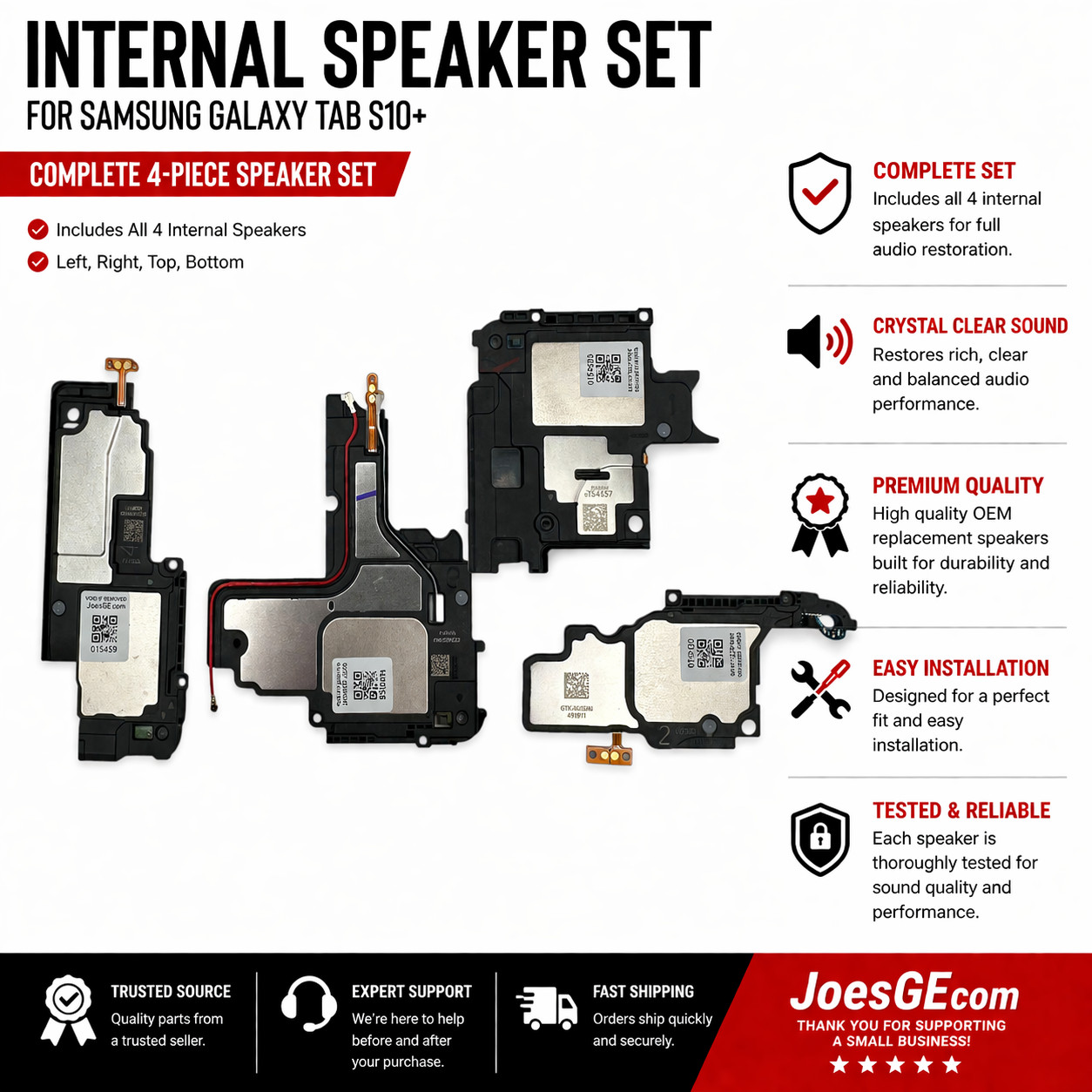 Samsung Galaxy Tab S10 Plus SM-X820 Internal Quad Speaker Set Full OEM Parts