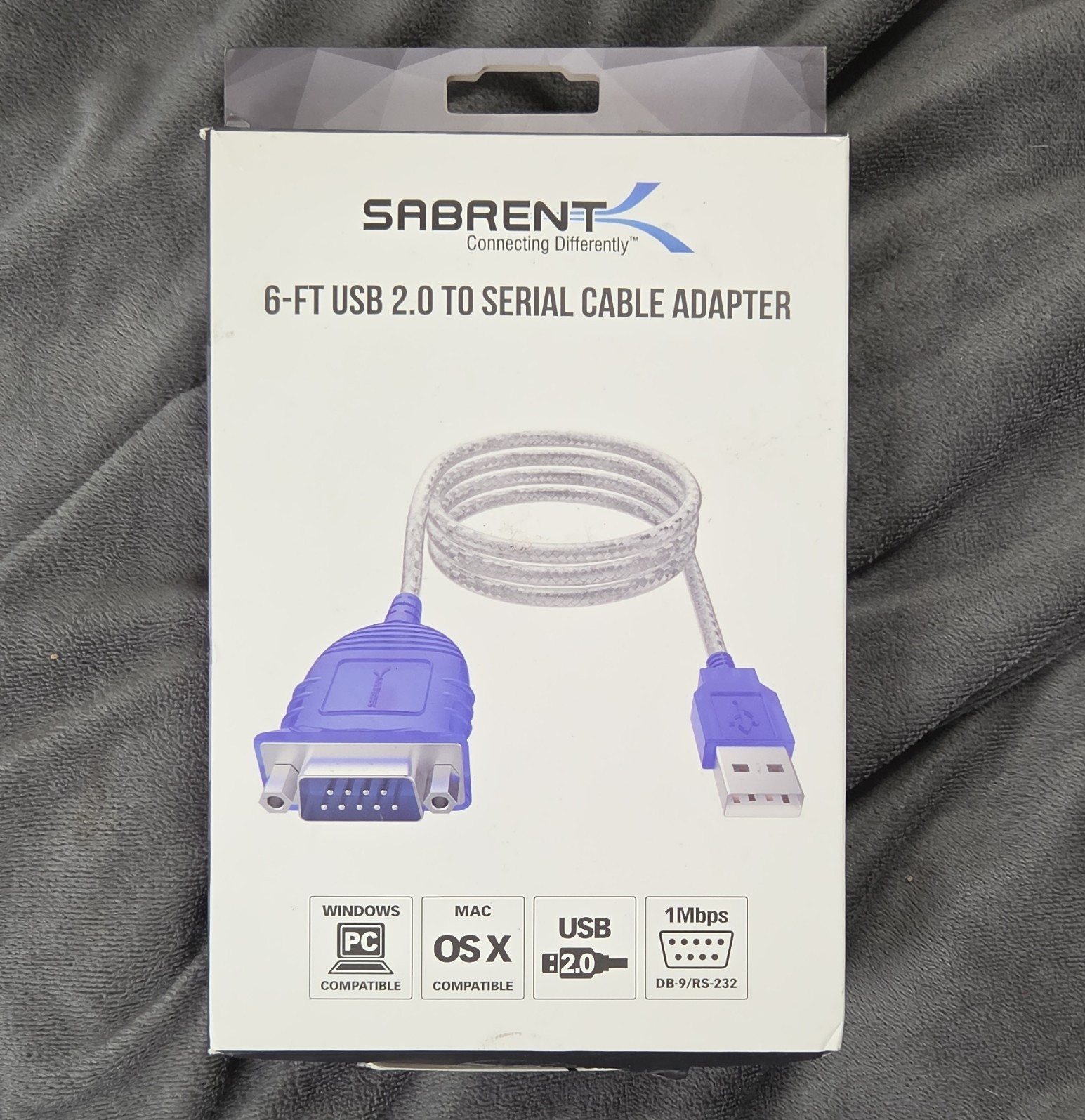 Sabrent 6ft USB 2.0 Type-A to RS-232 DB9 Male Serial Adapter Bus-Powered