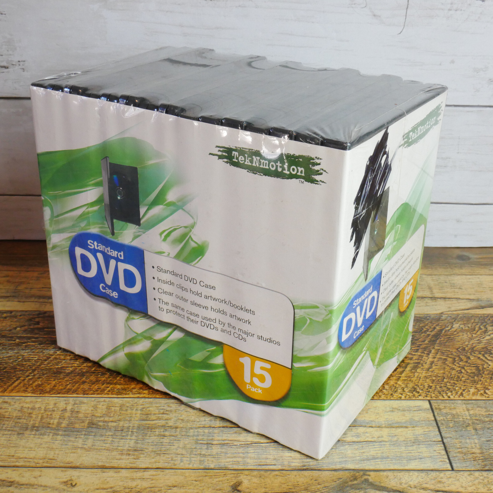 TekNMotion Standard DVD Case 15 Pack W Clear Outer Sleeve New Sealed