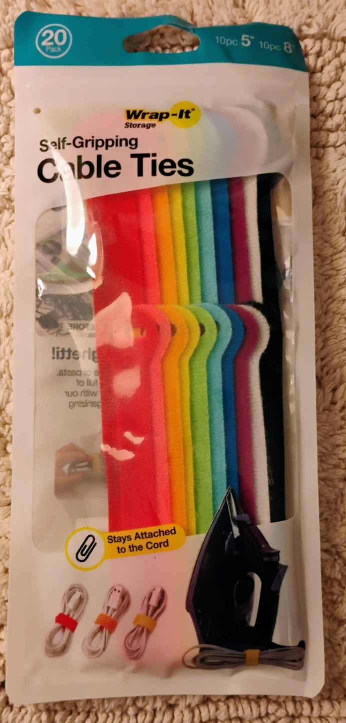 Wrap-It Storage - Self-Gripping Cable Ties (20-Pack) - Multi-Color