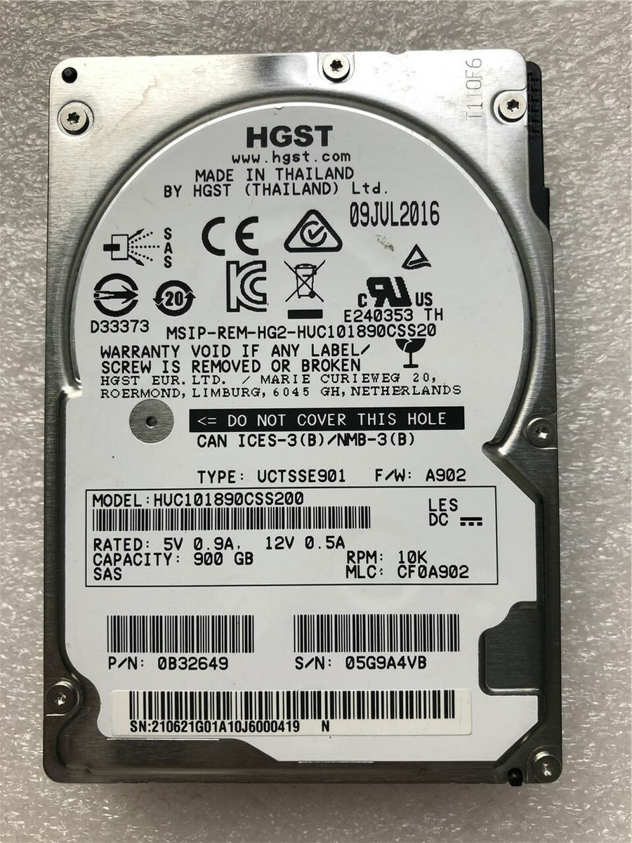 LOT 10 HUC101890CSS200 900GB 2.5" 12Gb/s 10K RPM SAS Hard Drive P/N: 01B32670