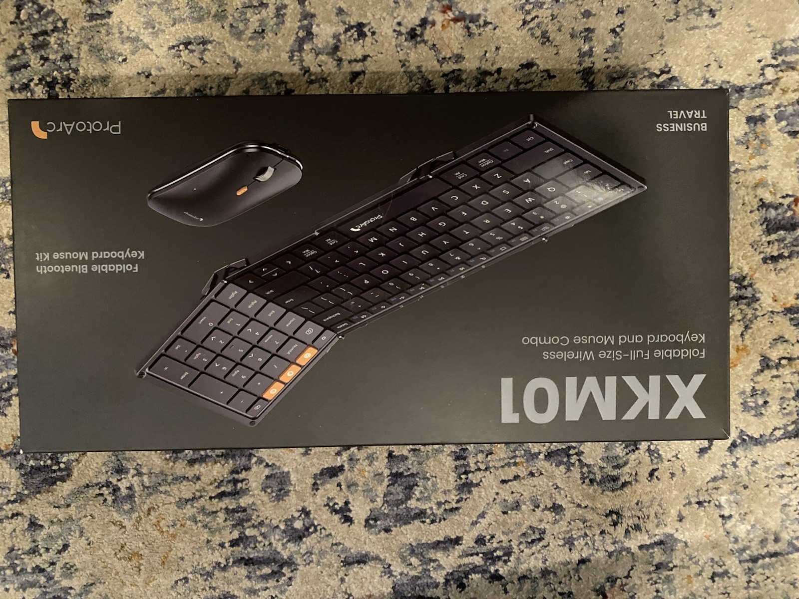 ProtoArc XKM01 Foldable Bluetooth Wireless Keyboard and Mouse, Portable, Black