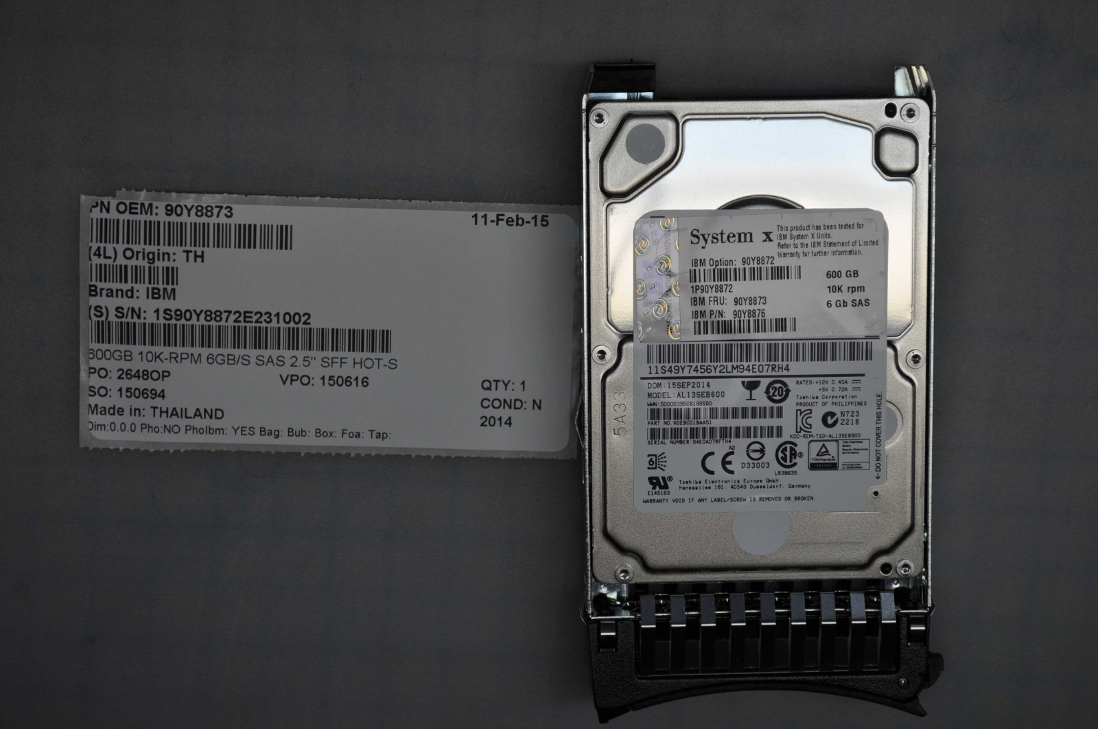IBM 600GB 10,000 RPM 6 GBPS SAS 2.5 INCH G2 HOT-SWAP USED 90Y8873 