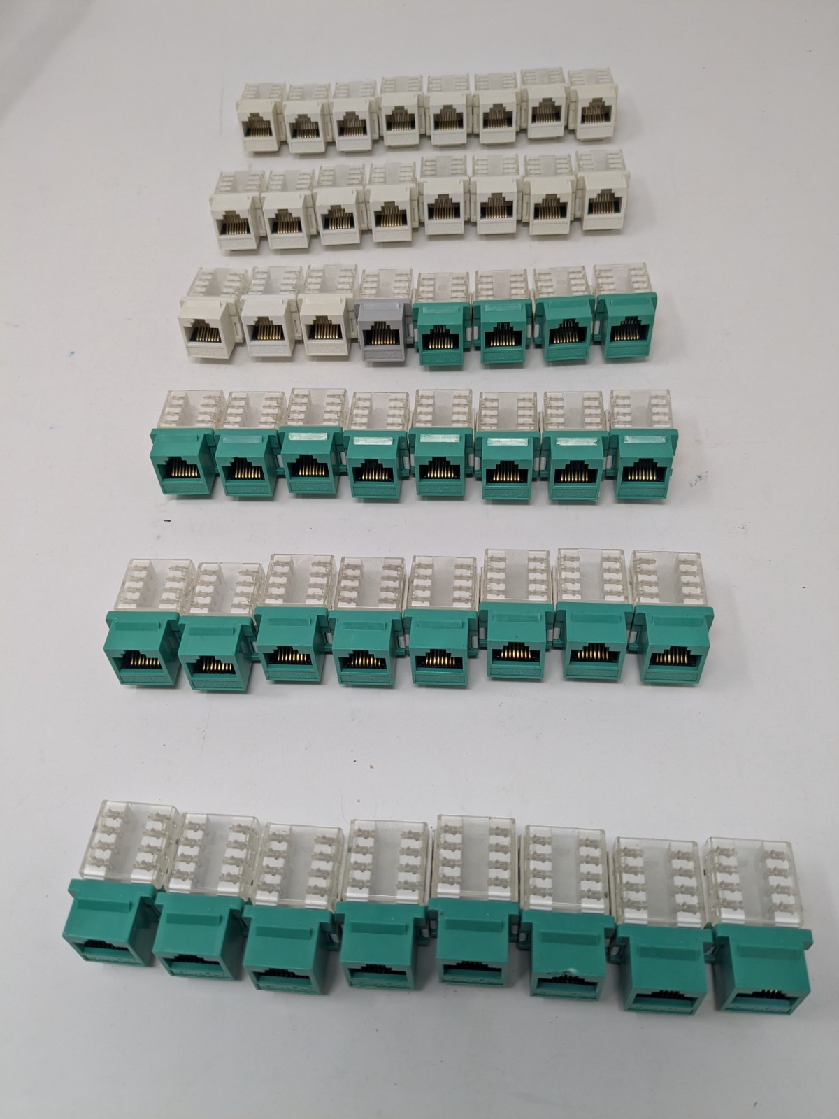 Lot Of 48 Hyperline Cat6 Jacks, Removed From Working Environment Various Colors