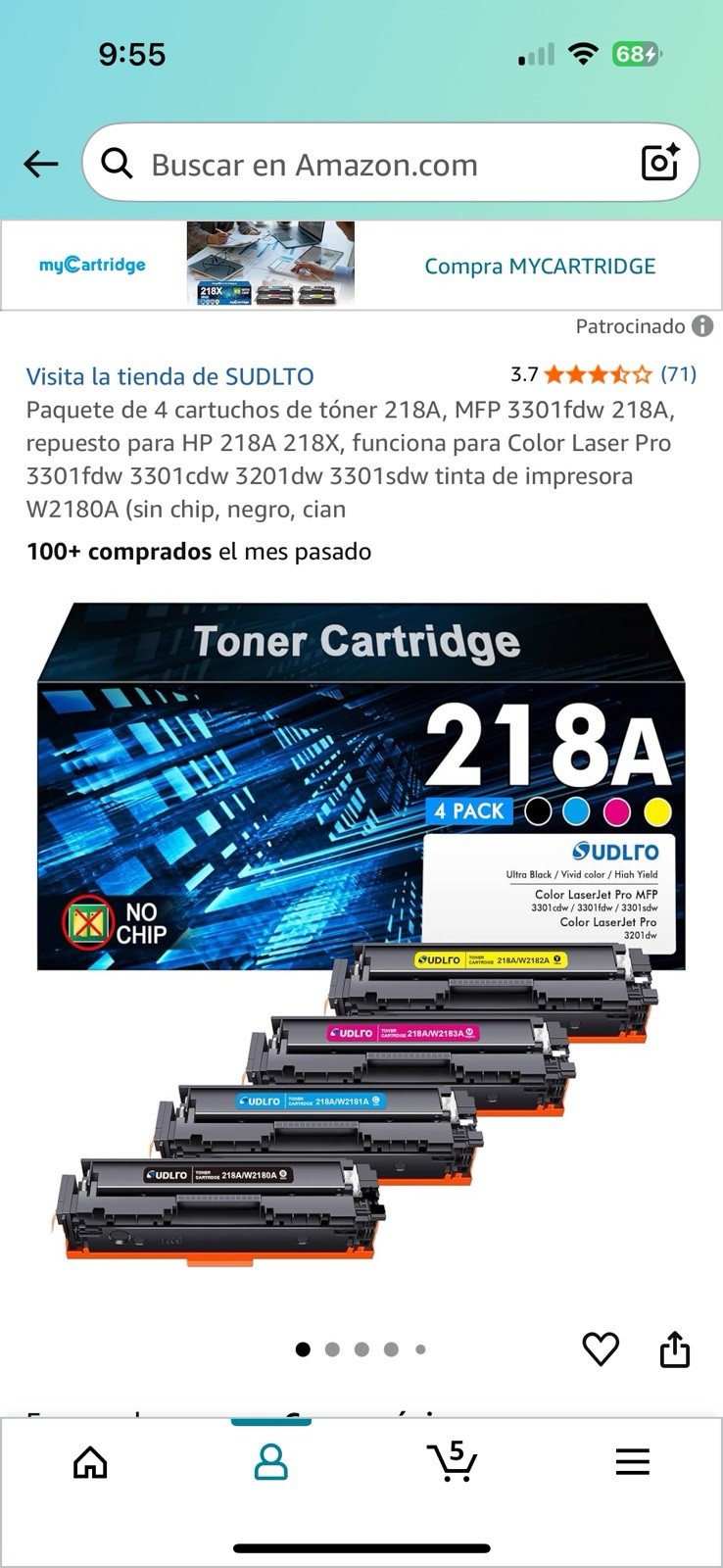 Paquete de 4 cartuchos de tóner 218A, MFP 3301fdw 218A