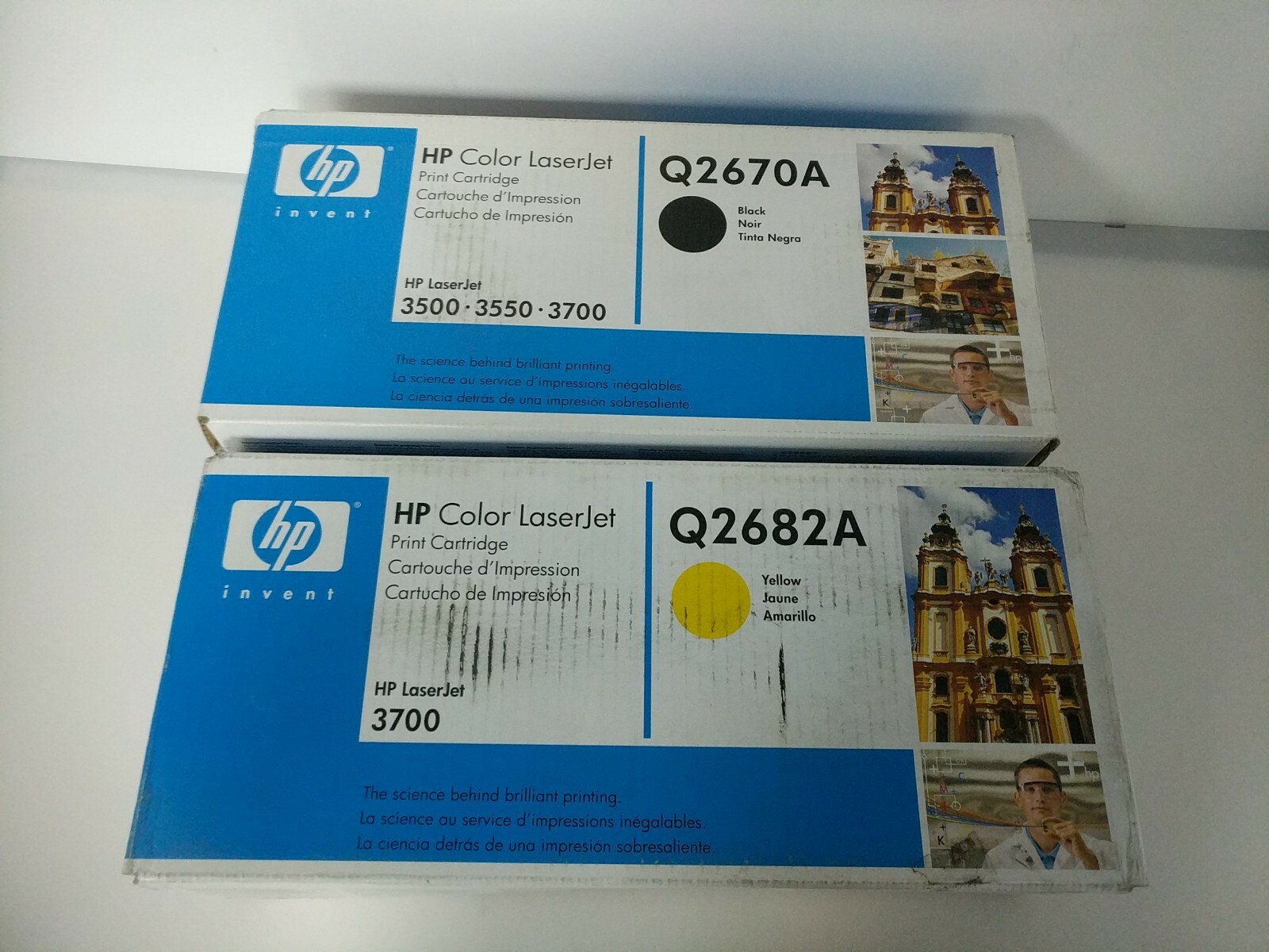 LOT OF 2 HP COLOR LASERJET Q2670A BLACK, Q2682A YELLOW