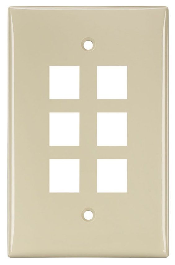 (2-PACK) Leviton 41080-6WP IVORY 6 Port Keystone Wall Plate. NIB.