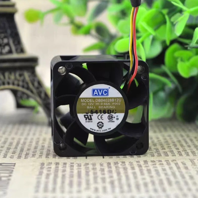 For AVC 40x40x28mm BALL BEARING 12V 0.66A FAN DB04028B12U 4-WIRE 23.8CFM
