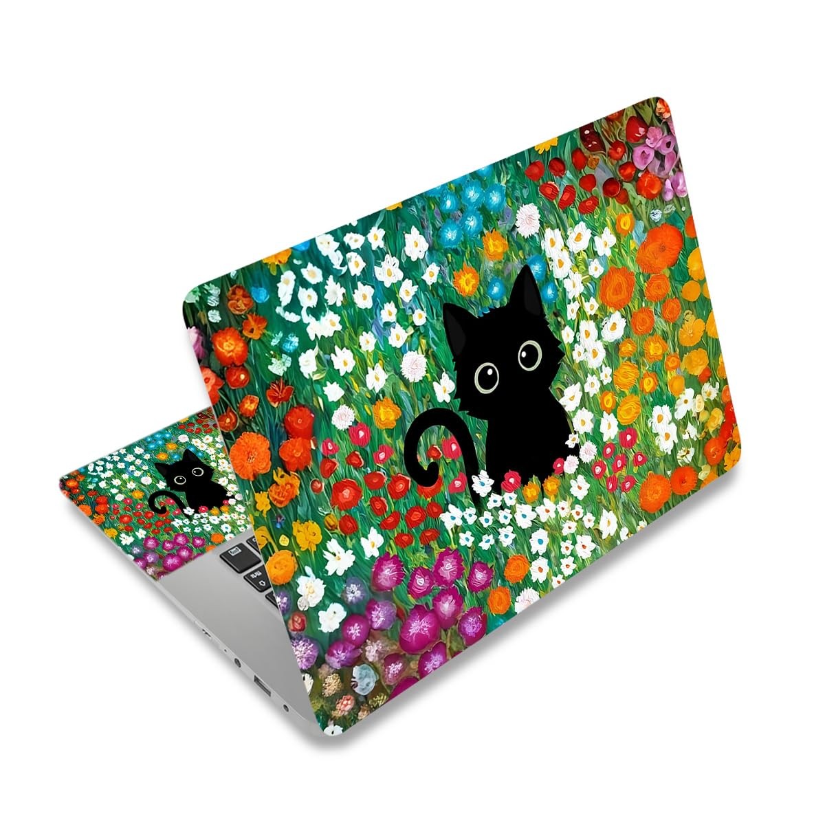NXZGO 12.1 13 13.3 14 15.4 15.6 Inch Laptop Skin 12" to 15.6", Cat in Flowers
