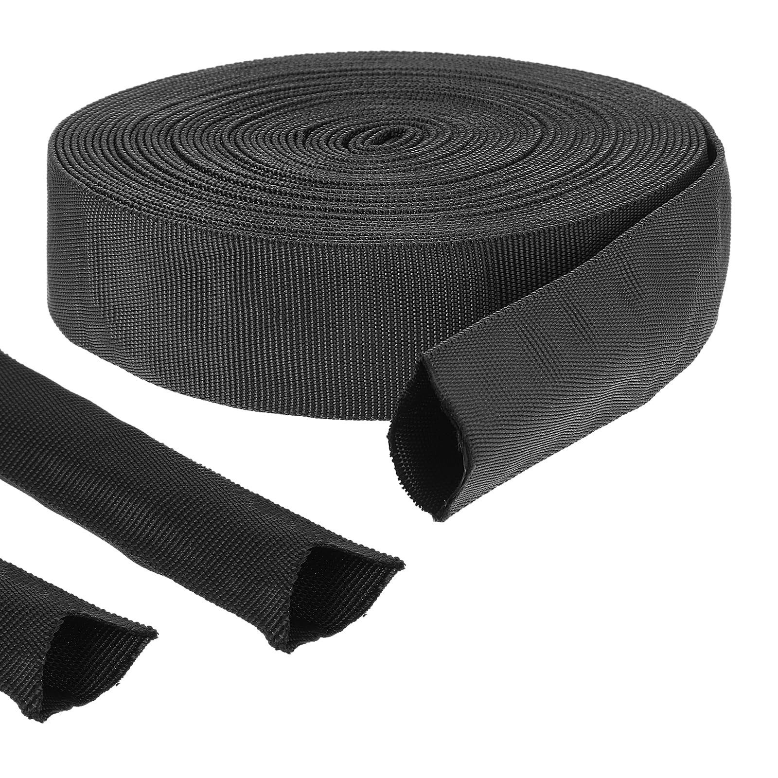 33 Ft Nylon Hydraulic Hose Protector Sleeve Black Cover Wrap 0.98 In Id