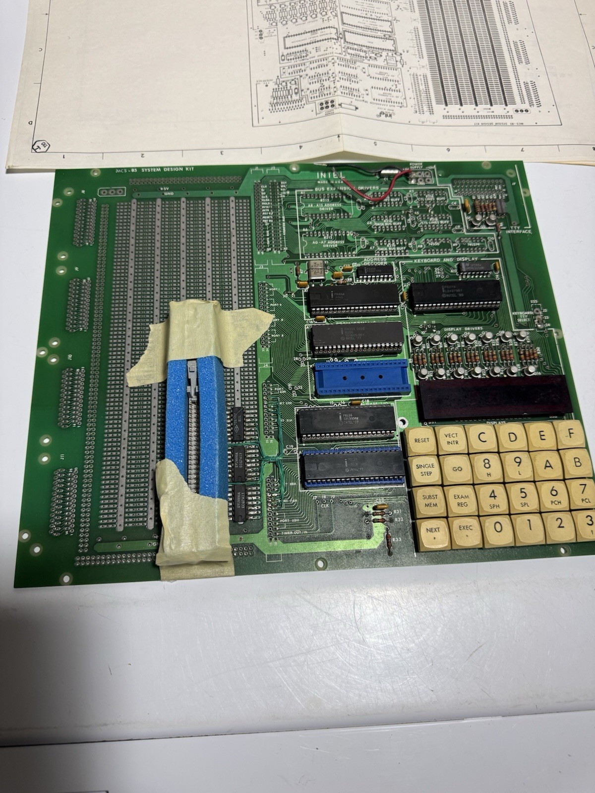Intel MCS-85 SDK-85 System Design Kit 8085 Dev Board w/ Schematics
