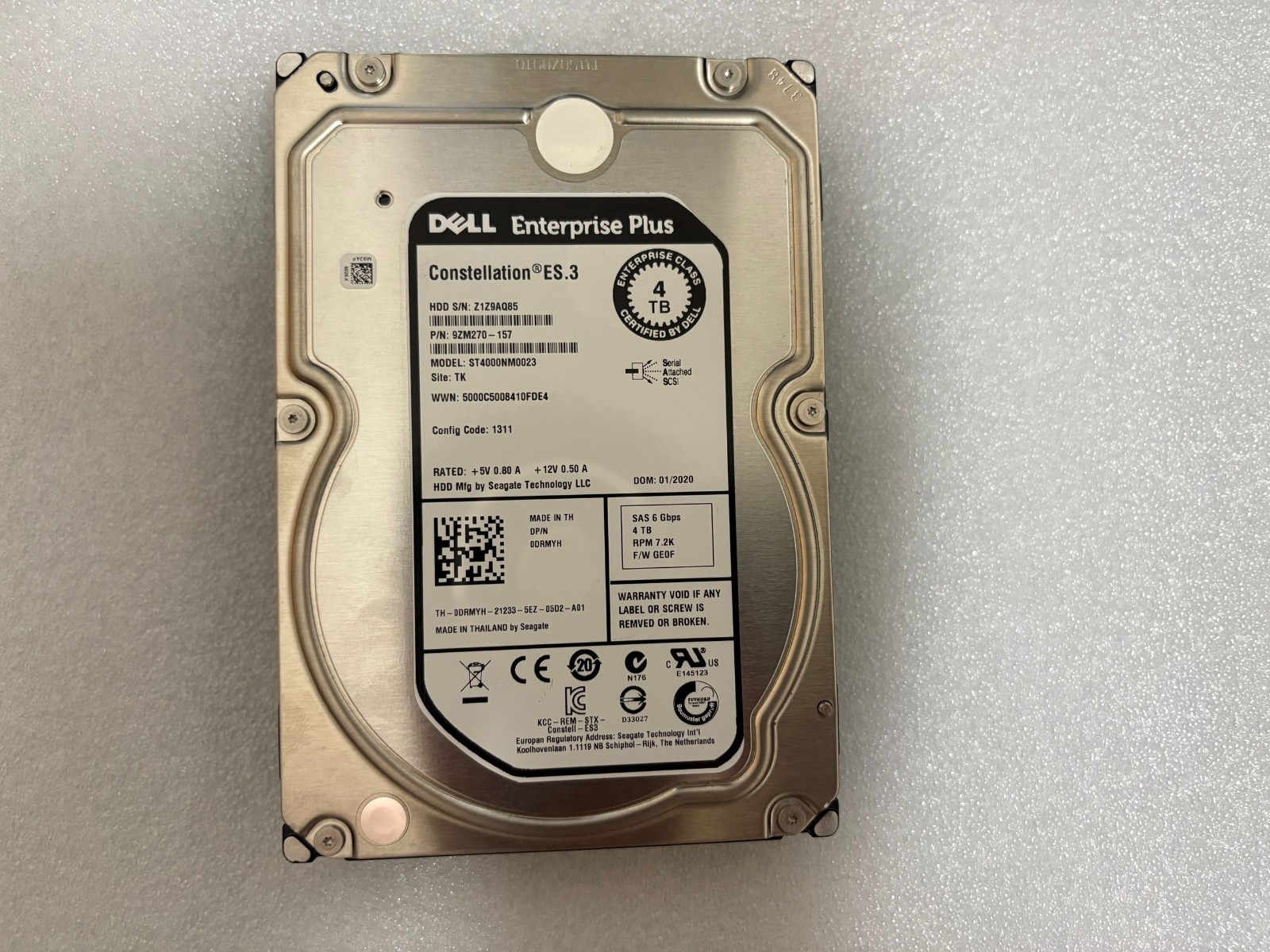 FOR Dell DRMYH ST4000NM0023 4TB 7.2K RPM 6Gb/s 3.5" NL SAS HDD Hard Drive 0DRMYH