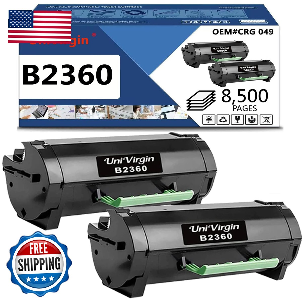UniVirgin 2 Pack Compatible B2360 High Yield 8500 Pages Toner Cartridge M11XH