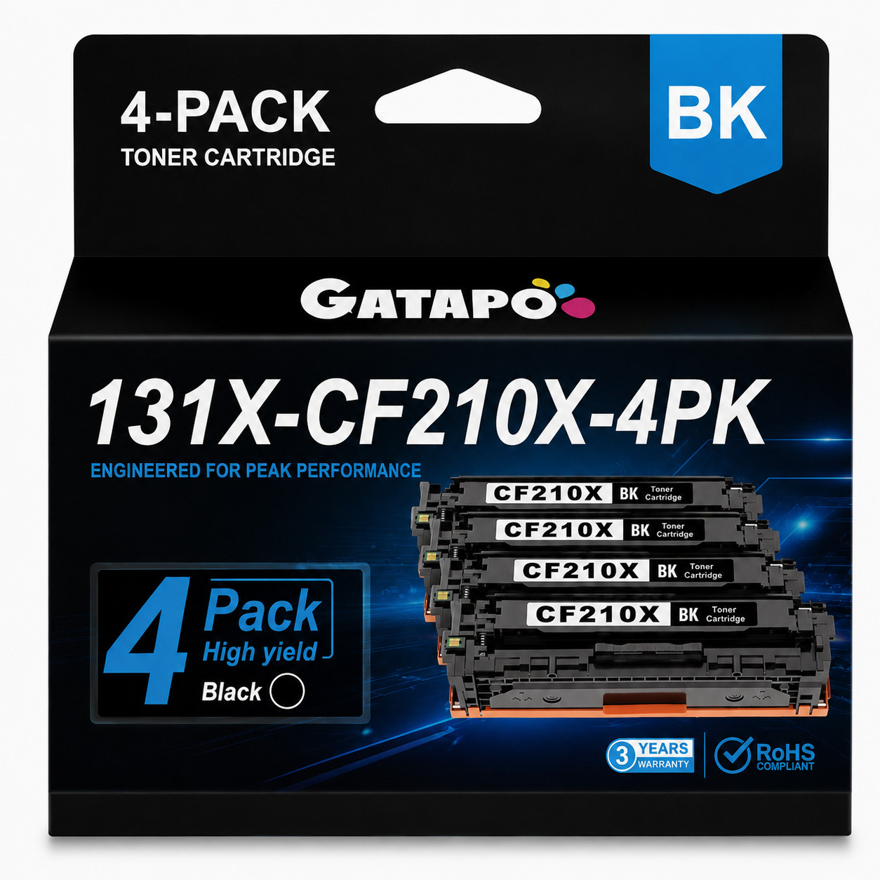 131X-CF210X-4PK Black Toner with chip for M251n M276n LaserJet Pro Printer