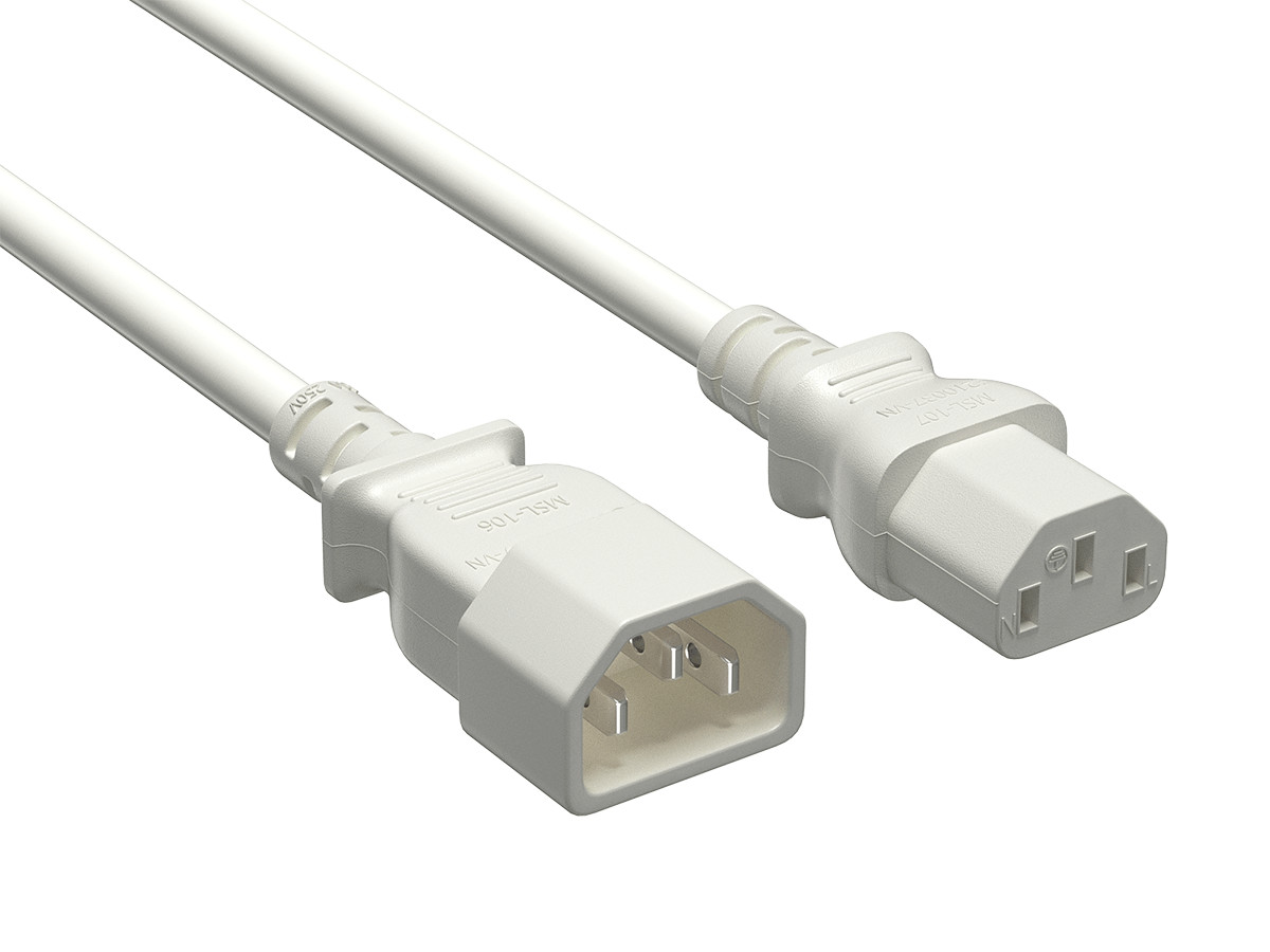 2ft IEC-320 C13 to C14 Heavy-Duty Power Extension Cord 18 AWG 10A/250V SJT, W...