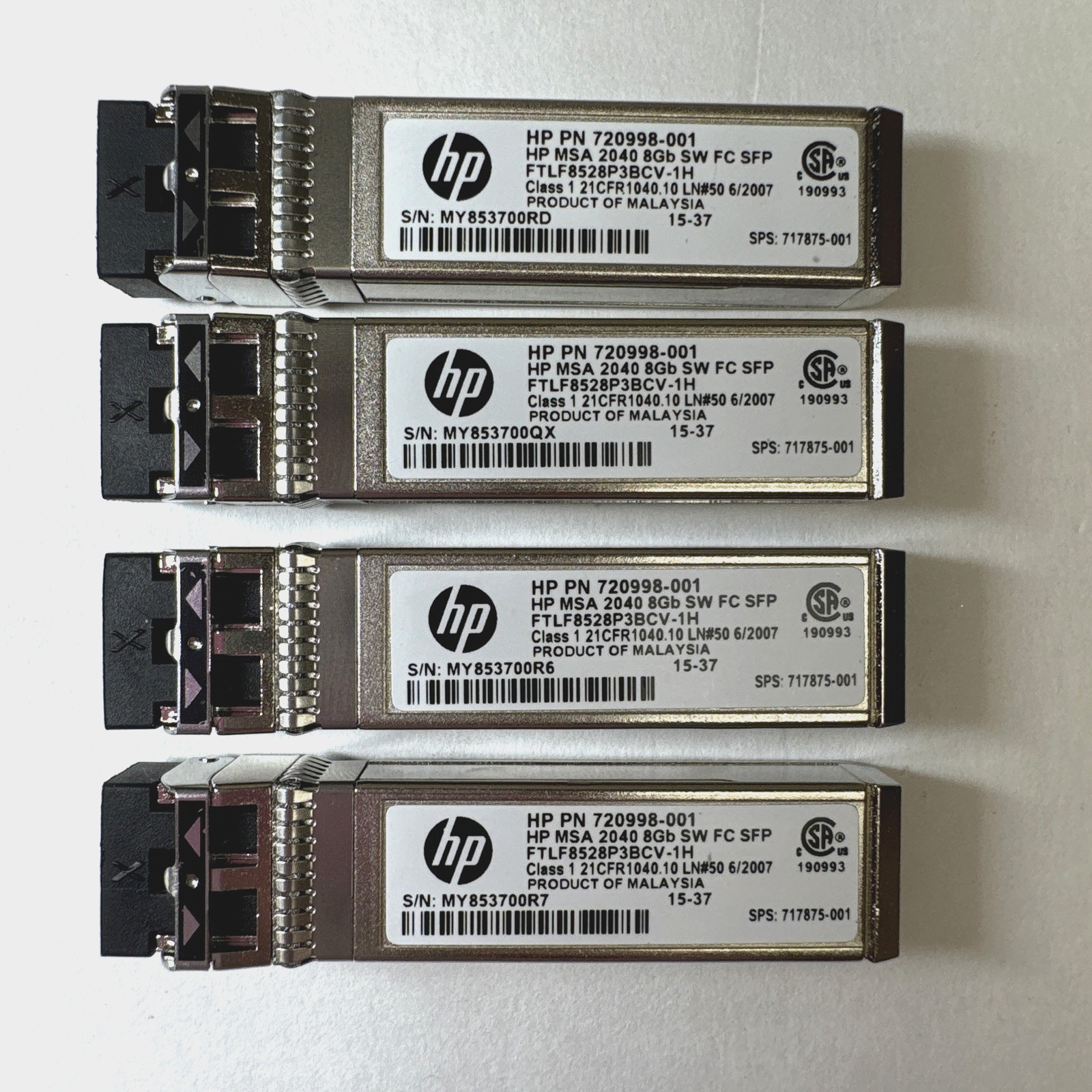 HP C8R23A 720998-001 MSA 2040 SFP+ 8Gb Short Wave 850nm FC SFP+ SW (4 Pack)