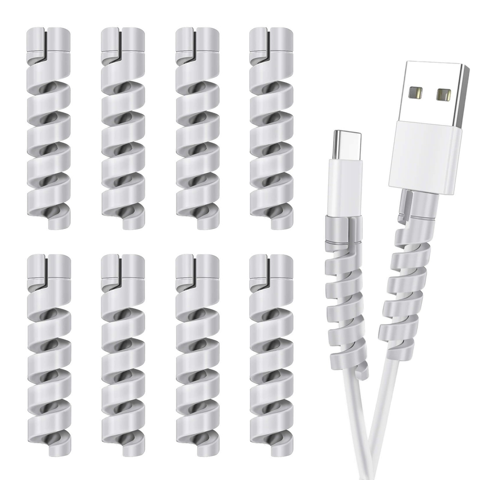 8 PCS Silicone Cable Protector Cord Saver Laptop Cellphone Charger Grey