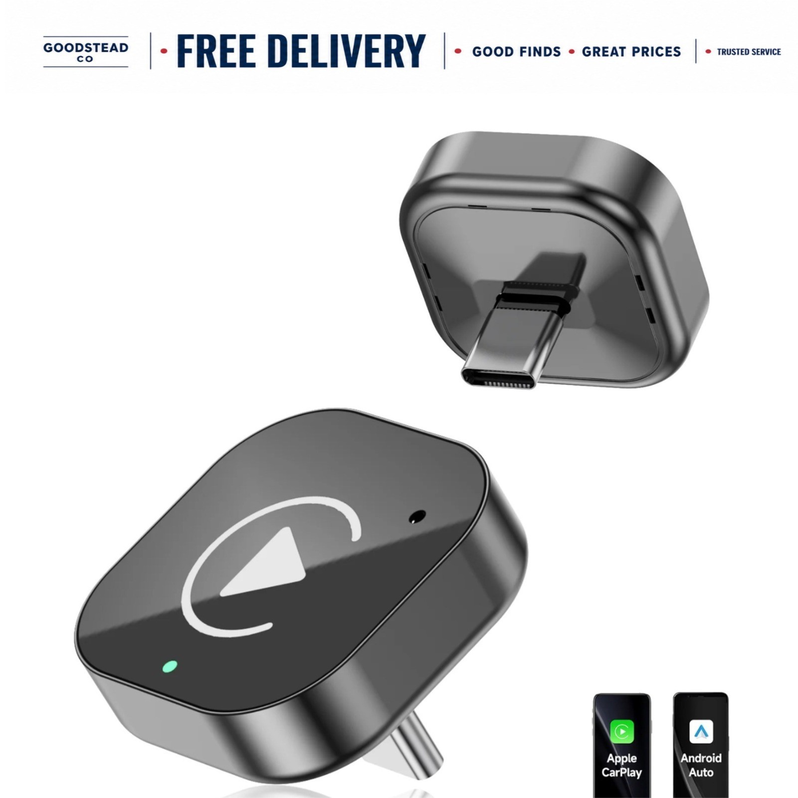 Spedal Wireless CarPlay Adapter USB-C 2 in 1 Android Auto Dongle Plug and Play