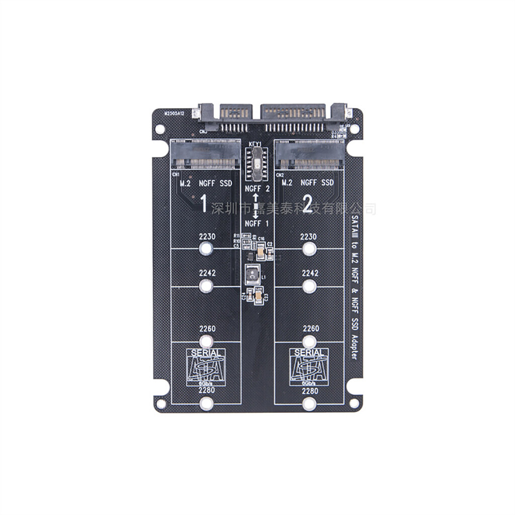 Double Port M.2 SSD to Sata 7+15 22PIN Expansion  Card M.2 to 2.5" SATA3.0 6Gbps