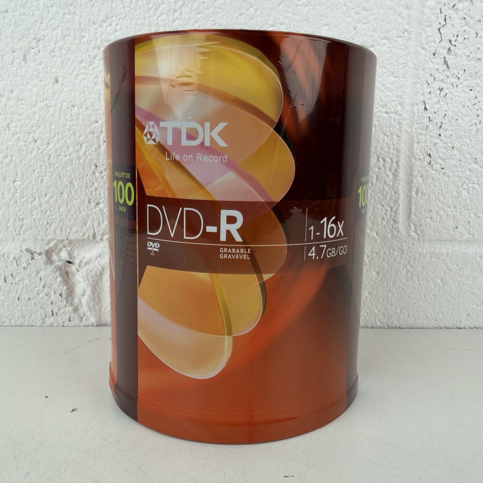 New TDK DVD-R 100 Pack Recordable Blank Disc Spindle 16X Speed 4.7 GB Data