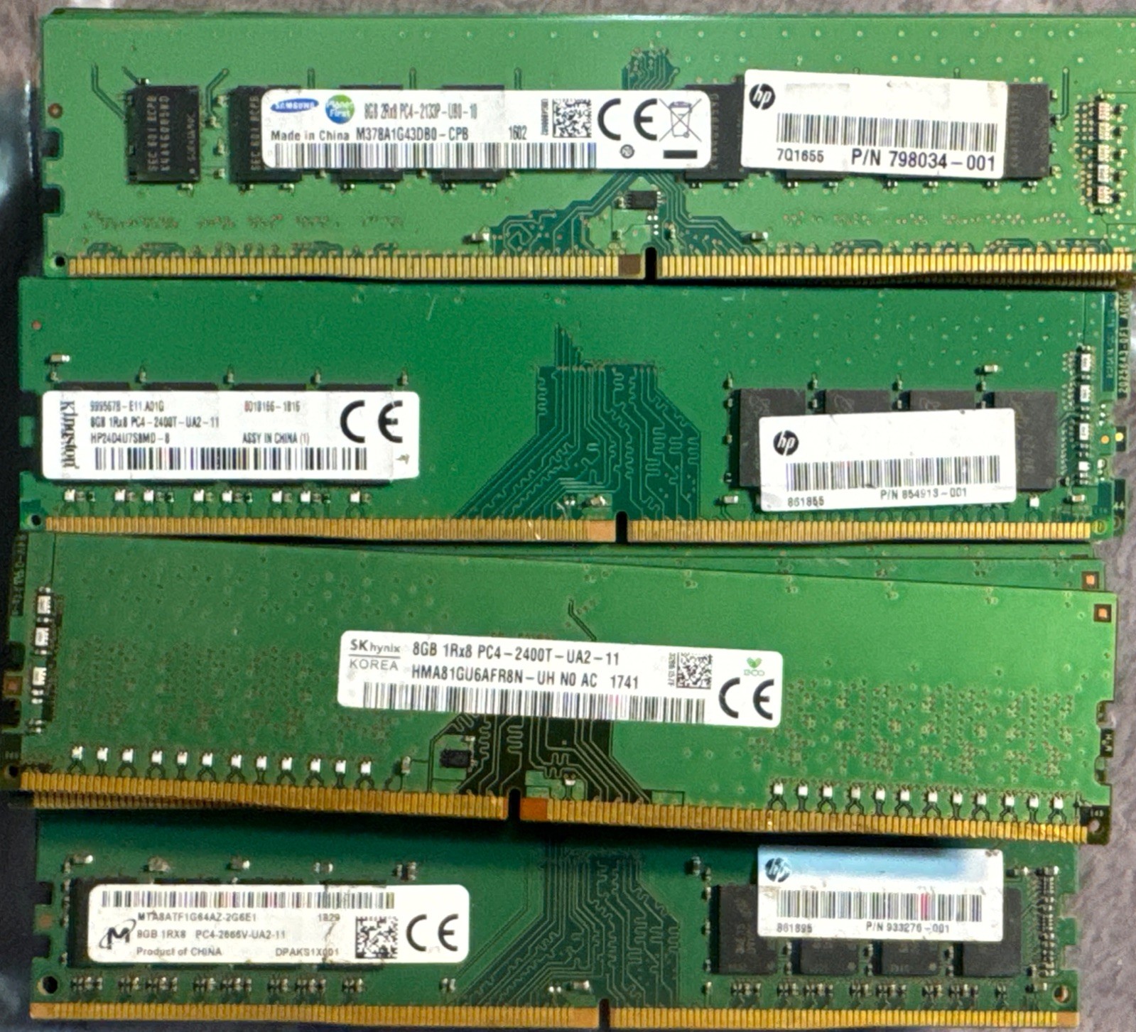 Lot of 36 Mixed SK HYNIX 8GB PC4-2400T Desktop Ram - HMA81GU6AFR8N - UH N0 AC