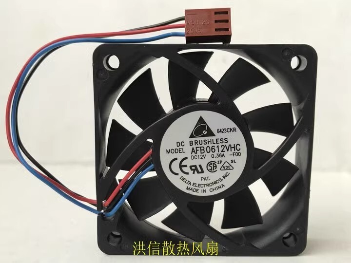 Delta 6013 AFB0612VHC-F00 DC12V 0.36A 6CM 3-Pin Silent Cooling Fan