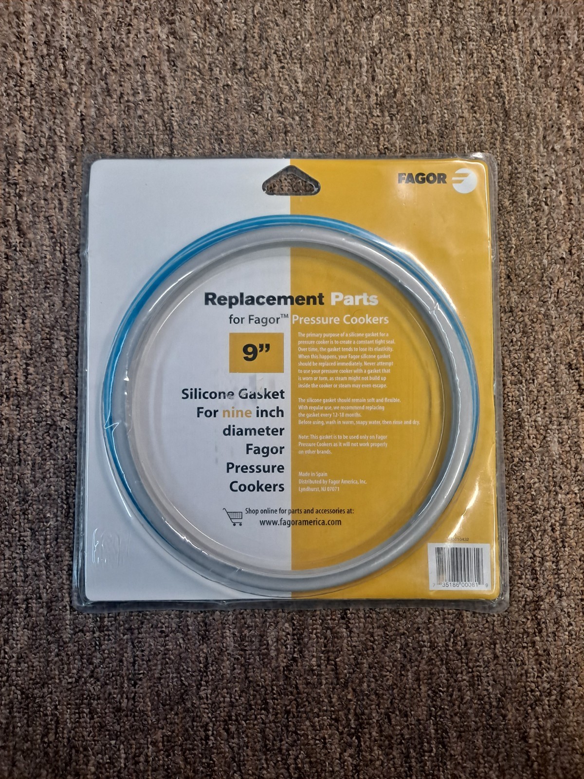 Genuine Fagor 9" Pressure Cooker Silicone Gasket Replacement Seal OEM NEW