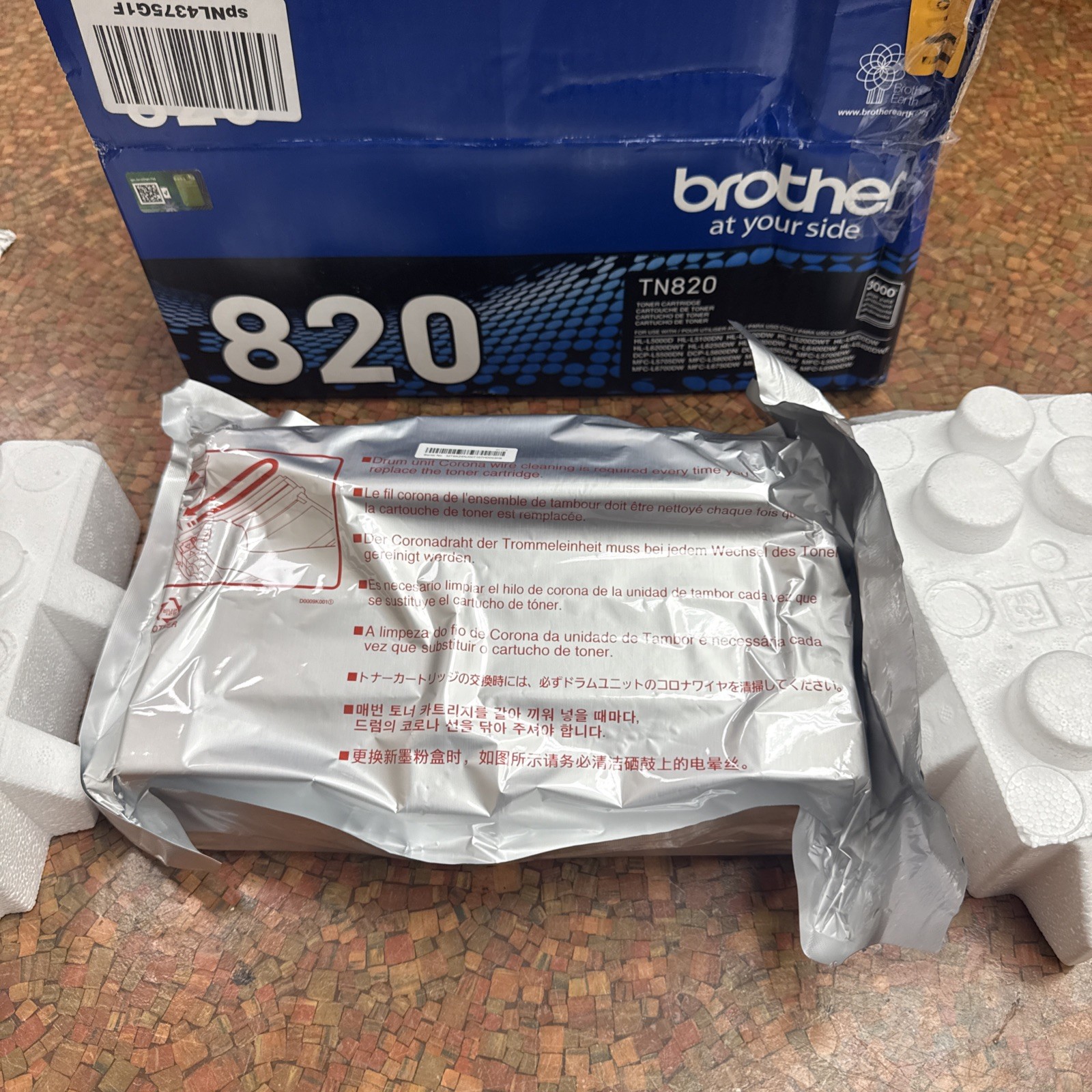 GENUINE BROTHER TN820 BLACK TONER CARTRIDGE - 3000 PAGES - New Never Used