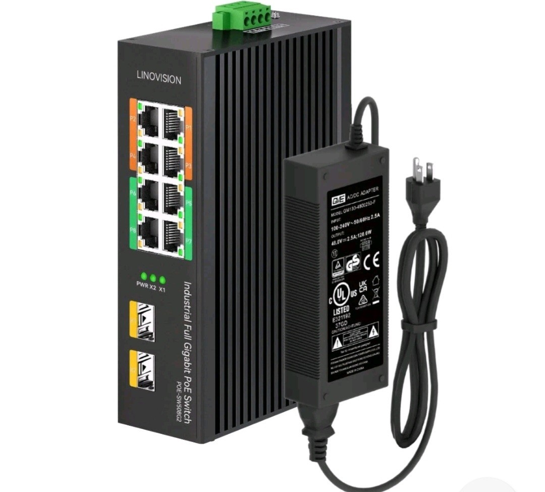 LINOVISION Industrial 8-Port Full Gigabit PoE Switch with 4 BT 90W black