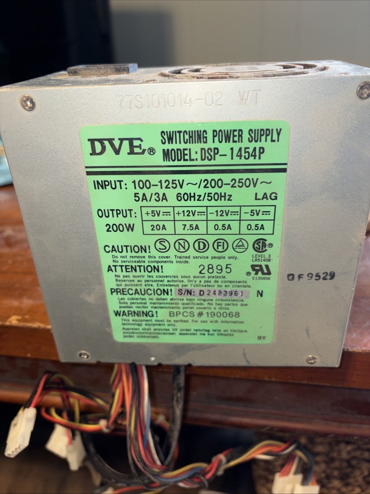 DVE Switching Power Supply  DSP-1454P Power Supply 200-250V 250W Surge 