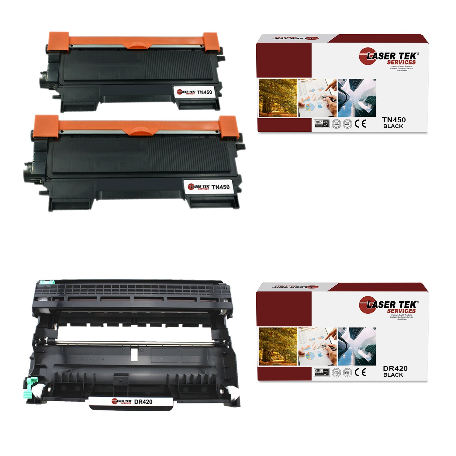3Pk LTS TN-450 DR-420 Compatible for Brother HL2130 2132 Toner and Drum Unit