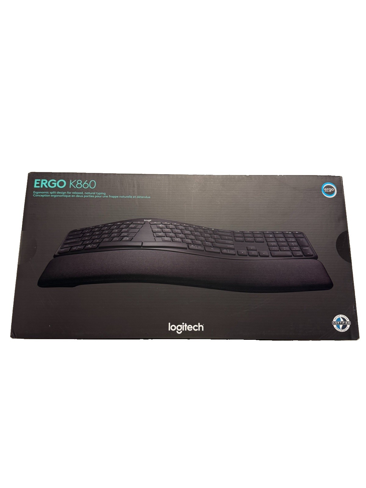 Logitech ERGO K860 Wireless Ergonomic Keyboard - Black - Computer PC - BRAND NEW