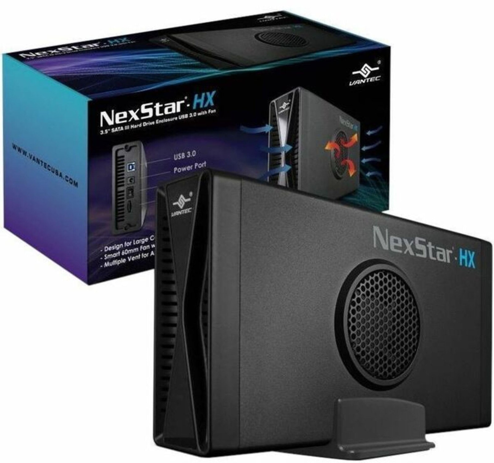 Vantec NexStar HX, 3.5" SATA III Hard Drive Enclosure USB 3.0 With Fan (NST-3...