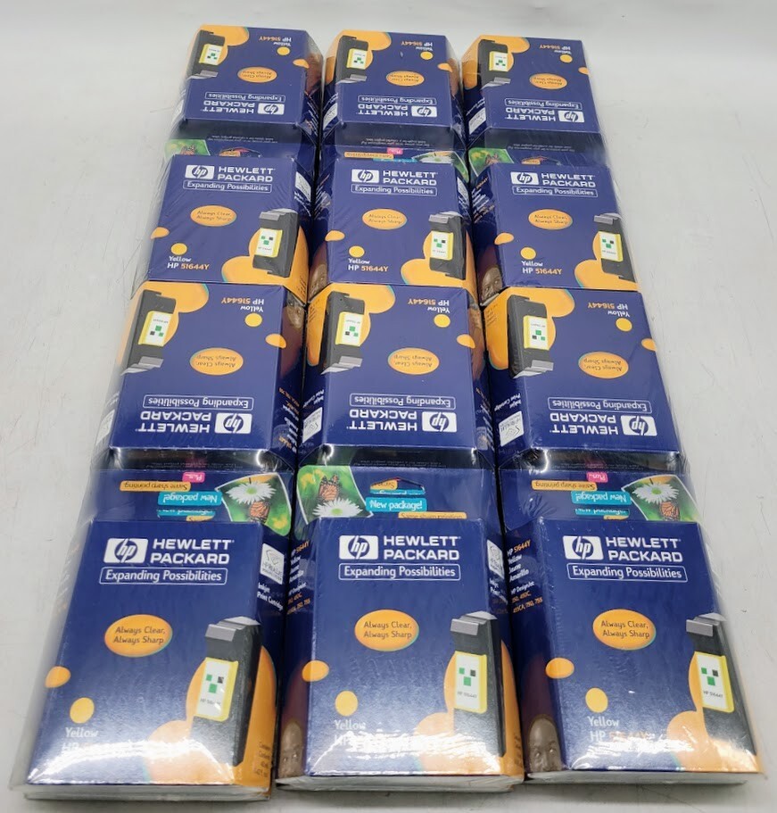 LOT OF 24 HP 51644Y Hewlett Packard Design Jet Yellow Ink Cartridge EXP: 1998/99