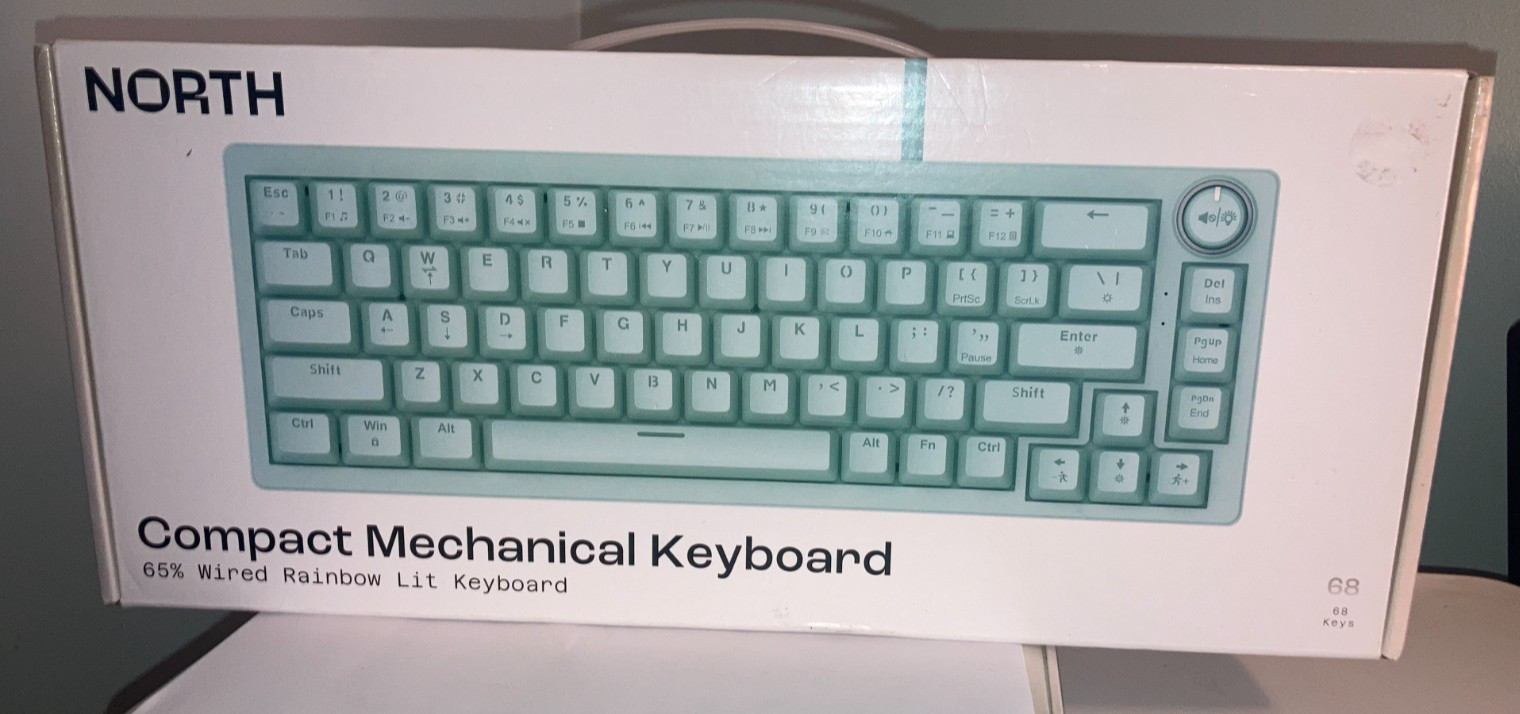 NEW NIB NORTH Compact Mechanical Keyboard 65% Wired Rainbow Lit 68-Key Blue