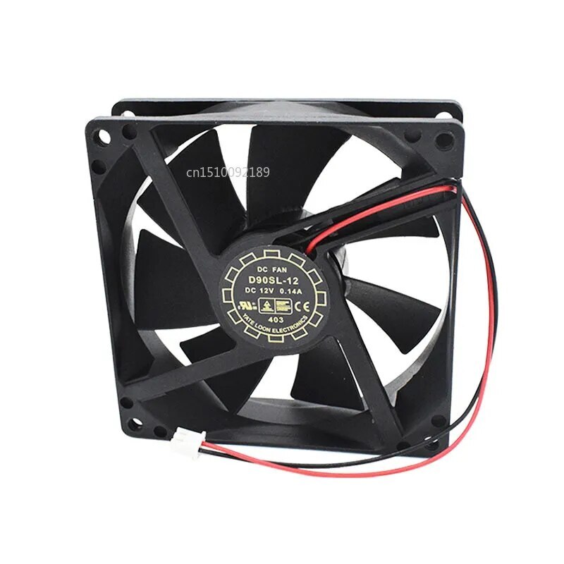 For Y.L FAN D90SL-12 DC12V 0.14A 92x92x25mm 2-Wire Server Square Fan