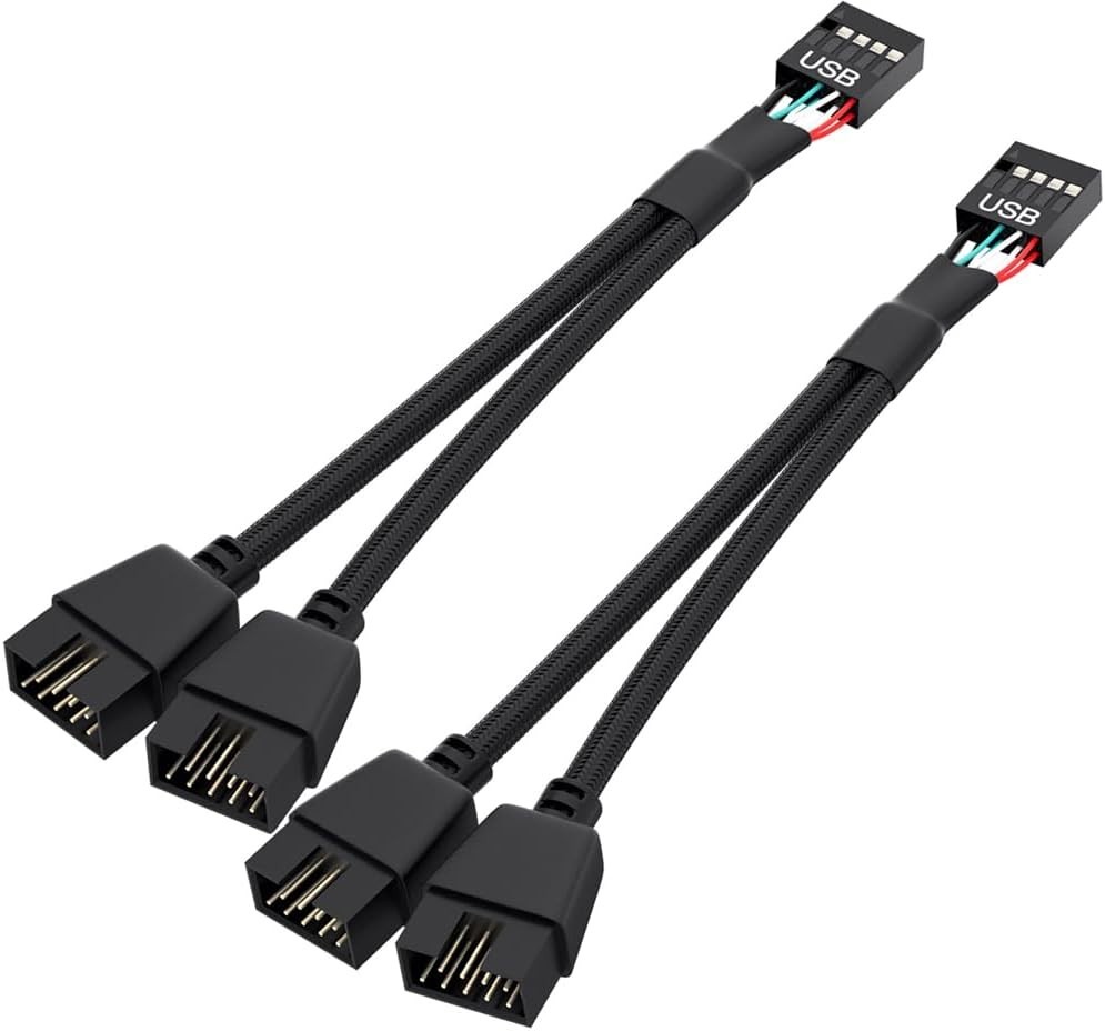 2 Pack Motherboard 9 Pin USB 2.0 to Dual 9 Pin Extension Splitter, Motherboard