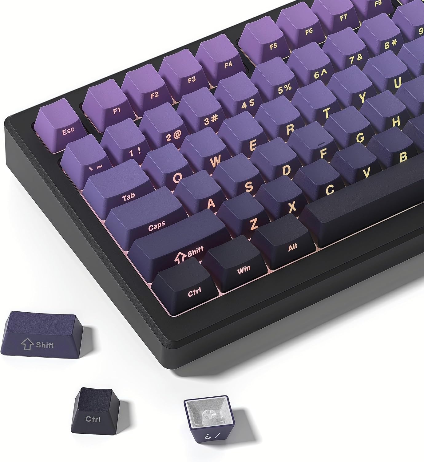 Shine through Keycaps Set,Double Shot PBT Keycaps Gradient