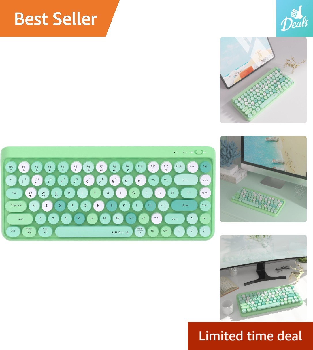 Wireless Mini Retro Keyboard - 84 Floating Round Keys, Bluetooth Connection