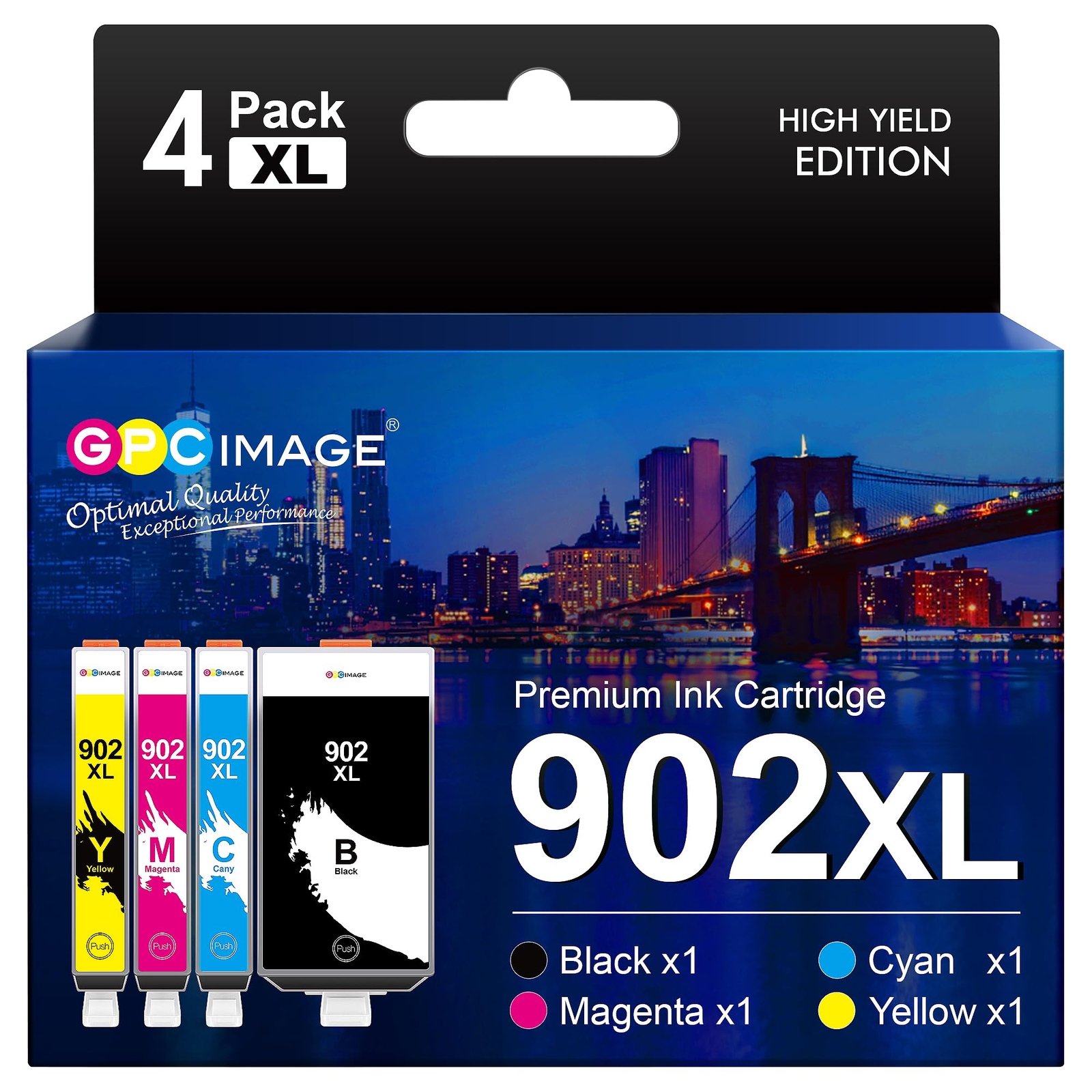 HP 902XL Ink Cartridge 4 Pack Black Cyan Magenta Yellow Compatible Printers