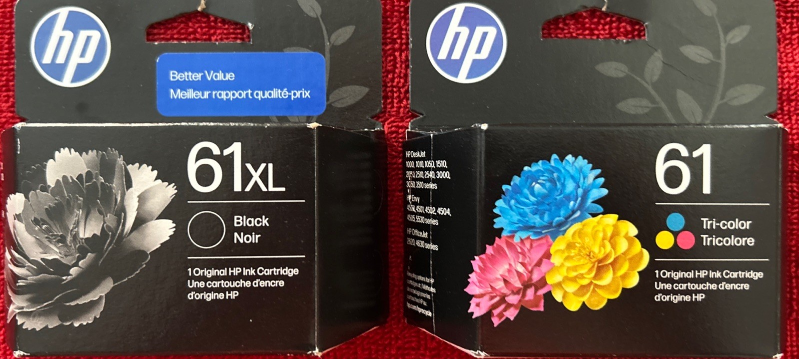 04-05/2028:  Genuine HP 61XL Black & 61 Tri-Color Ink Cartridge Set 