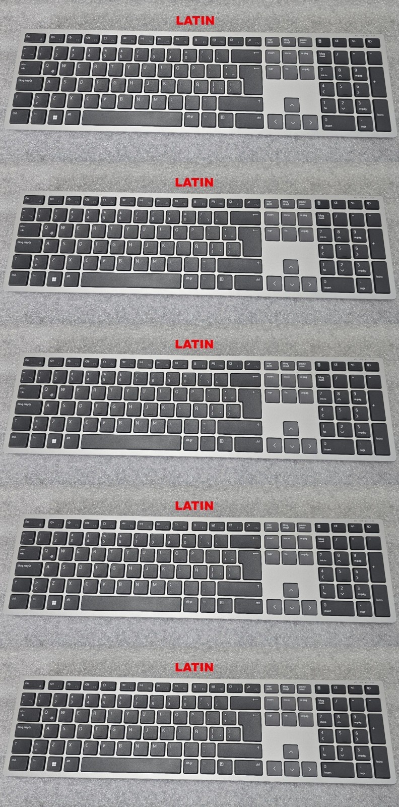 5x LOT Dell KB7221WT Multidevice Bluetooth Wireless Keyboard Latin Language LTN