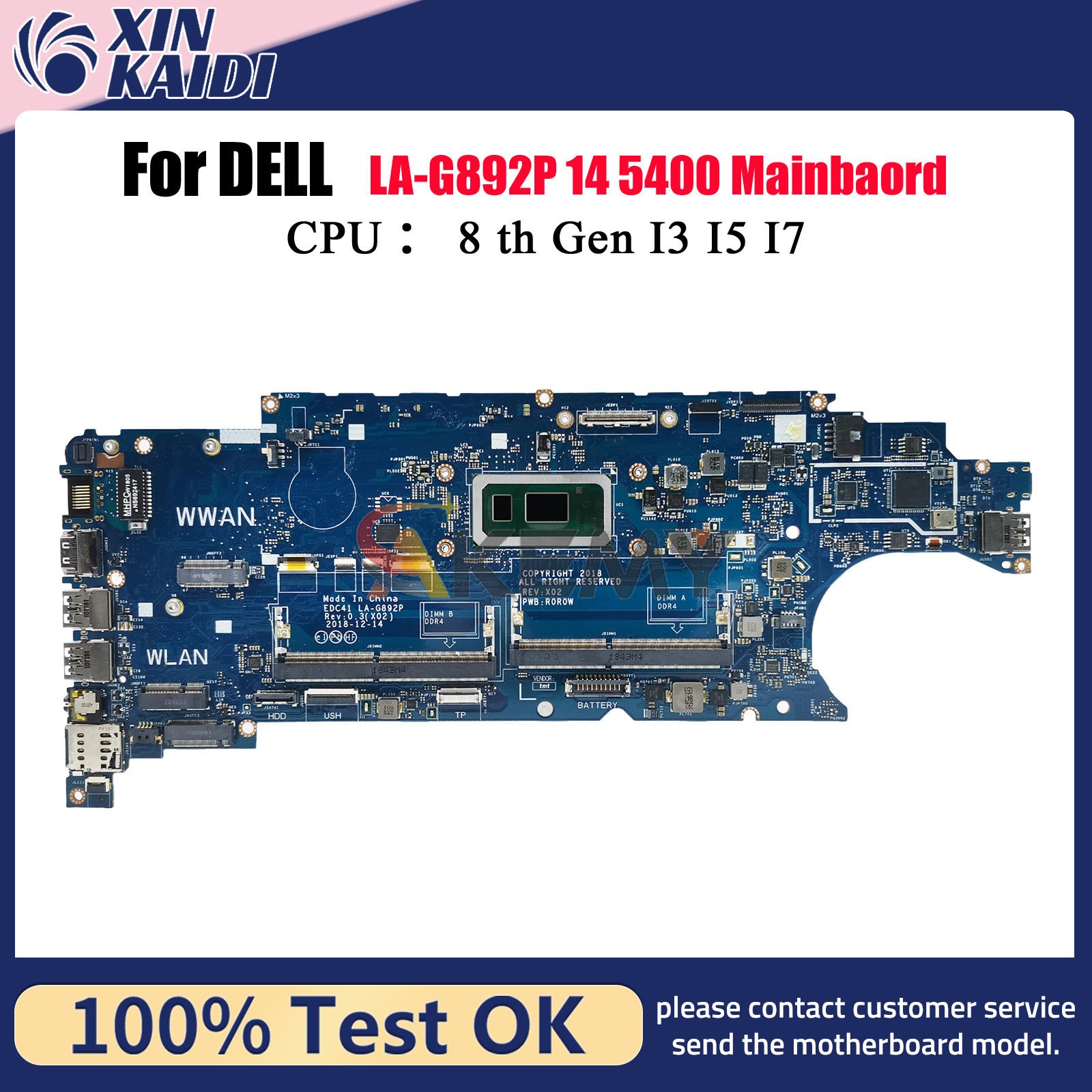 LA-G892P 06RVRC 05T75M With Mainboard For Dell 5400 I5 I7 Laptop Motherboard